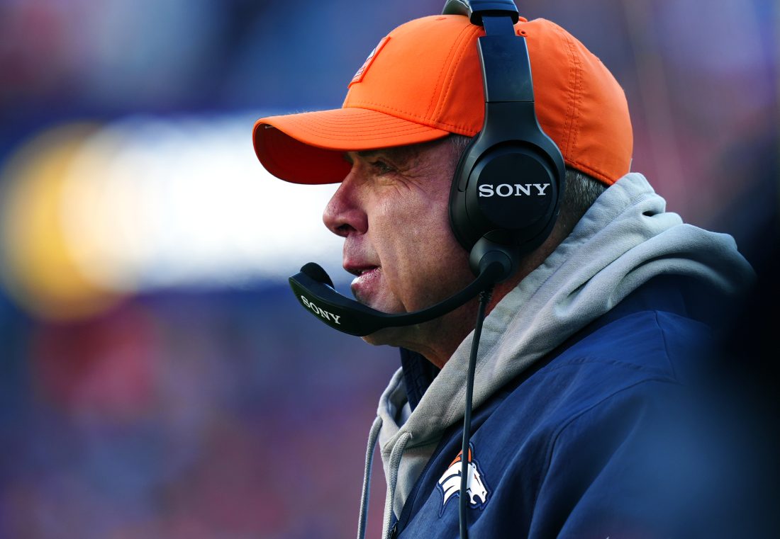Jan 17, 2026; Denver, CO, USA; Denver Broncos head coach Sean Payton during the first quarter of an AFC Divisional Round playoff game against the Buffalo Bills at Empower Field at Mile High.