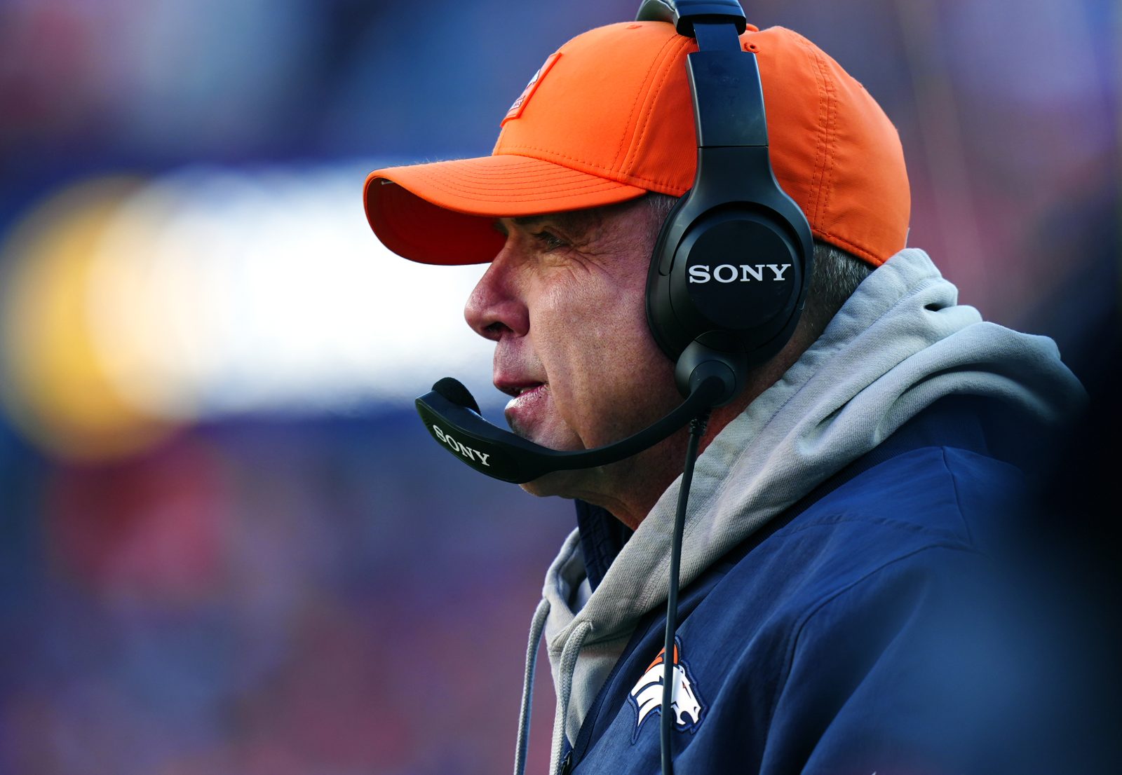 Jan 17, 2026; Denver, CO, USA; Denver Broncos head coach Sean Payton during the first quarter of an AFC Divisional Round playoff game against the Buffalo Bills at Empower Field at Mile High.