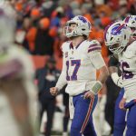 Buffalo Bills quarterback Josh Allen is disappointed in having to try for a field goal to tie the game after several unsuccessful drives to the end zone during second half action at Empower FIeld at Mile High in Denver, Colorado on Jan. 17, 2026.