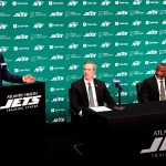 New York Jets Owner Woody Johnson is shown at a press conference with his new general manager, Darren Mougey and new head coach, Aaron Glenn, Monday, January 27, 2025, in Florham Park.