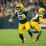 Nov 10, 2025; Green Bay, Wisconsin, USA; Green Bay Packers defensive lineman Rashan Gary (52) during the game against the Philadelphia Eagles at Lambeau Field. Mandatory Credit: Jeff Hanisch-Imagn Images