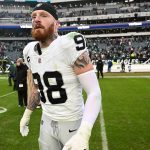 Dec 14, 2025; Philadelphia, Pennsylvania, USA; Las Vegas Raiders defensive end Maxx Crosby (98) on the field after loss to the Philadelphia Eagles at Lincoln Financial Field.