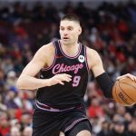 Jan 14, 2026; Chicago, Illinois, USA; Chicago Bulls center Nikola Vucevic (9) drives to the basket against the Utah Jazz during the second half at United Center. Mandatory Credit: Kamil Krzaczynski-Imagn Images