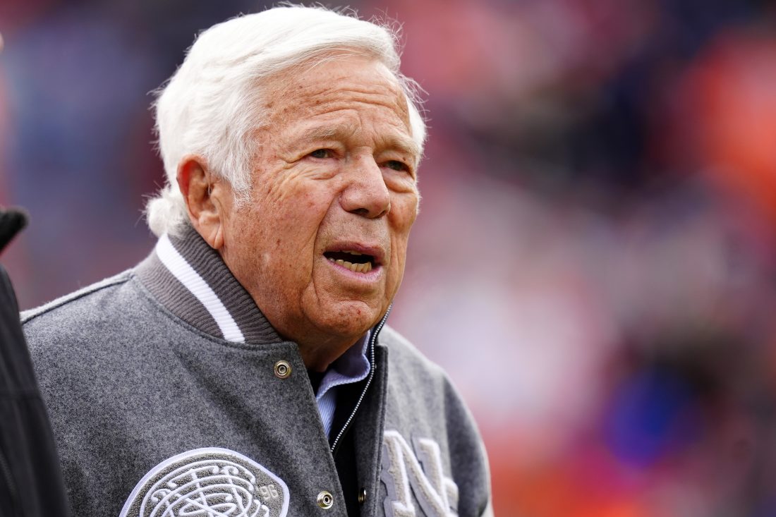 Jan 25, 2026; Denver, CO, USA; New England Patriots owner Robert Kraft before the 2026 AFC Championship Game at Empower Field at Mile High. Mandatory Credit: Ron Chenoy-Imagn Images