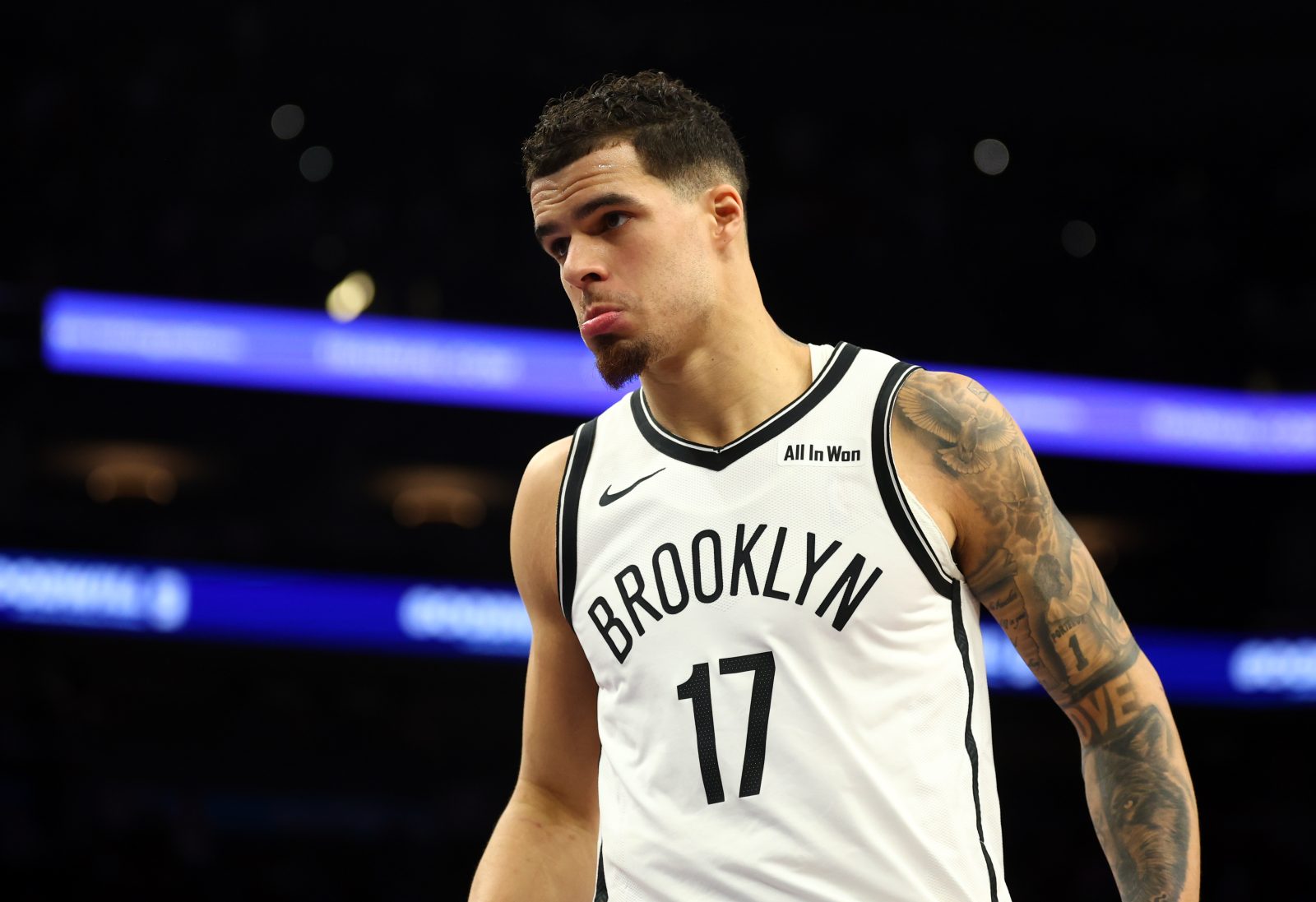Jan 27, 2026; Phoenix, Arizona, USA; Brooklyn Nets forward Michael Porter Jr. (17) against the Phoenix Suns at Mortgage Matchup Center. Mandatory Credit: Mark J. Rebilas-Imagn Images
