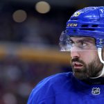 Jan 31, 2026; Buffalo, New York, USA; Buffalo Sabres right wing Alex Tuch (89) during a stoppage in play against the Montréal Canadiens at KeyBank Center.