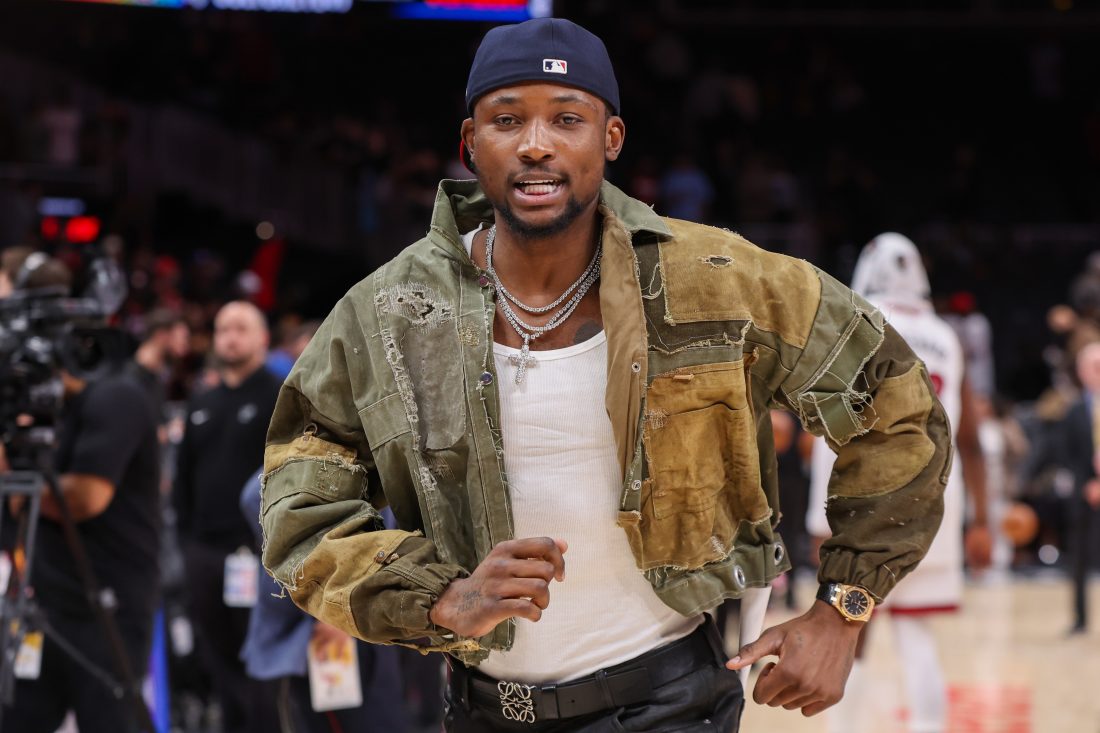 Feb 20, 2026; Atlanta, Georgia, USA; Atlanta Hawks forward Jonathan Kuminga (0) leaves the court afte a game against the Miami Heat at State Farm Arena. Mandatory Credit: Brett Davis-Imagn Images