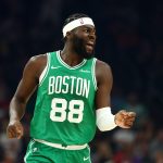 Feb 24, 2026; Phoenix, Arizona, USA; Boston Celtics center Neemias Queta (88) reacts against the Phoenix Suns in the first half at Mortgage Matchup Center.