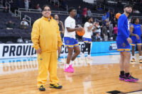 Mar 22, 2025; Providence, RI, USA; McNeese State Cowboys manager Amir Khan before a second round men’s NCAA Tournament game against the Purdue Boilermakers at Amica Mutual Pavilion. Mandatory Credit: Gregory Fisher-Imagn Images