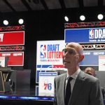 May 12, 2025; Chicago, Illinois, US; NBA Commissioner Adam Silver walk through the audience during the 2025 NBA Draft Lottery at McCormick Place.