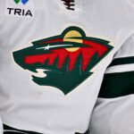 Oct 14, 2025; Dallas, Texas, USA; A view of the Minnesota Wild logo during the game between the Dallas Stars and the Minnesota Wild at American Airlines Center.