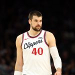 Feb 1, 2026; Phoenix, Arizona, USA; Los Angeles Clippers center Ivica Zubac (40) against the Phoenix Suns at Mortgage Matchup Center. Mandatory Credit: Mark J. Rebilas-Imagn Images