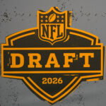 Feb 6, 2026; San Francisco, CA, USA; The 2026 NFL Draft logo at the Super Bowl LX Experience at the Moscone Center. Mandatory Credit: Kirby Lee-Imagn Images