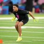 Feb 27, 2026; Indianapolis, IN, USA; Clemson defensive back Avieon Terrell (DB31) during the NFL Scouting Combine at Lucas Oil Stadium. Mandatory Credit: Kirby Lee-Imagn Images