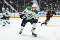 Mar 2, 2026; Vancouver, British Columbia, CAN; Dallas Stars forward Jason Robertson (21) skates against the Vancouver Canucks in the second period at Rogers Arena. Mandatory Credit: Bob Frid-Imagn Images