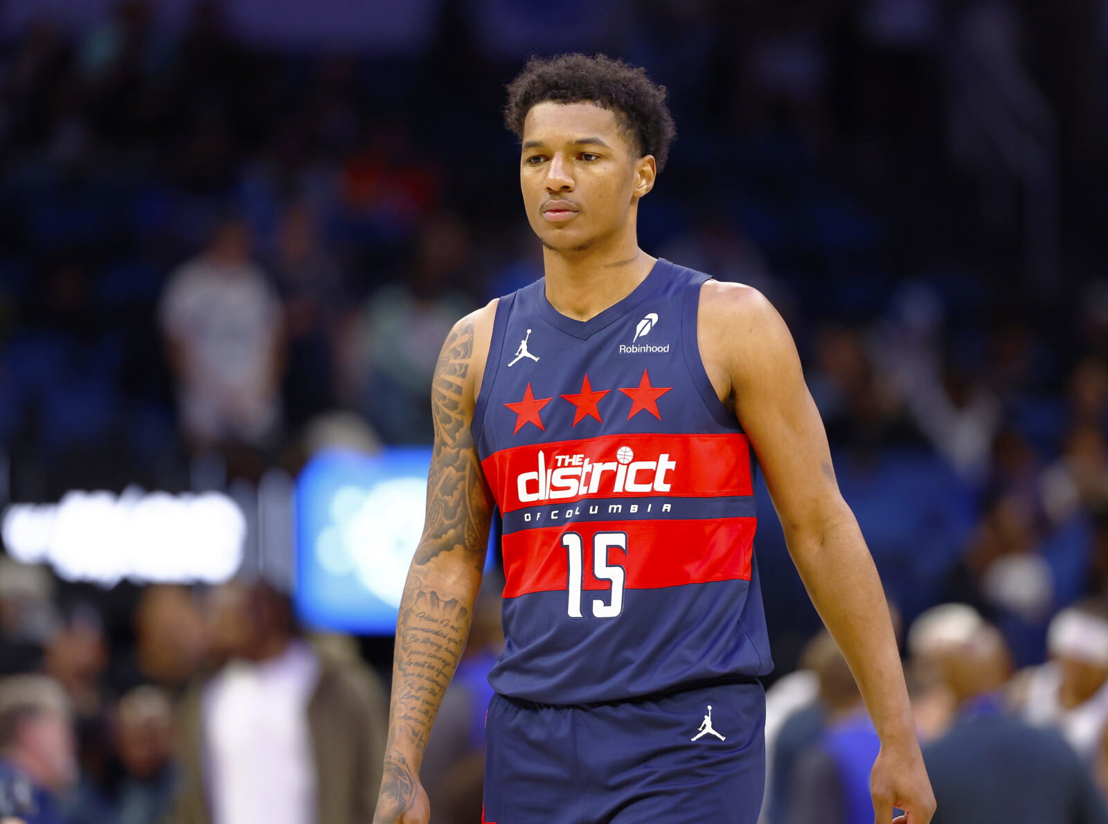 Mar 3, 2026; Orlando, Florida, USA; Washington Wizards forward Julian Reese (15) against the Orlando Magic in the first half at Kia Center.