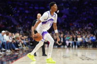 Mar 4, 2026; Philadelphia, Pennsylvania, USA; Utah Jazz guard Ace Bailey (19) controls the ball against the Philadelphia 76ers in the fourth quarter at Xfinity Mobile Arena. Mandatory Credit: Kyle Ross-Imagn Images