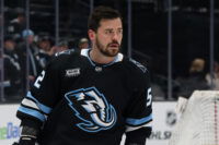 Mar 12, 2026; Salt Lake City, Utah, USA; Utah Mammoth defenseman Mackenzie Weegar (52) warms up before a game against the Chicago Blackhawks at Delta Center. Mandatory Credit: Rob Gray-Imagn Images
