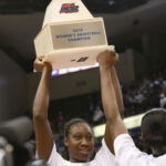 Mar 9, 2010; Hartford, CT, USA; Connecticut Huskies center Tina Charles (31) celebrates with her teammates after defeating the West Virginia Mountaineers for the Big East championship at the XL Center. UConn defeated West Virginia 60-32.