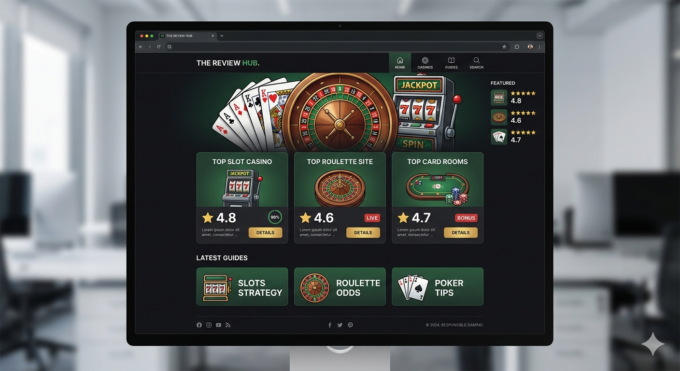 A view of a casino review website
