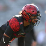 Oct 5, 2024; San Diego, California, USA; San Diego State Aztecs cornerback Chris Johnson (1) warms up against the Hawaii Rainbow Warriors before the game at Snapdragon Stadium. Mandatory Credit: Abe Arredondo-Imagn Images