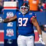 New York Giants defensive tackle Dexter Lawrence II (97) runs out of the tunnel prior to the start of the game between the New York Giants and the Washington Commanders at MetLife Stadium in East Rutherford on Sunday, Nov. 3, 2024.