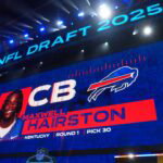Apr 24, 2025; Green Bay, WI, USA; Kentucky Wildcats cornerback Maxwell Hairston is selected as the No. 30 pick by the Buffalo Bills during the NFL Draft at Lambeau Field. Mandatory Credit: Kirby Lee-Imagn Images