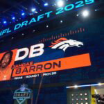 Apr 24, 2025; Green Bay, WI, USA; Denver Broncos defensive back Jahdae Barron is selected as the No. 20 pick by the Denver Broncos during the NFL Draft at Lambeau Field. Mandatory Credit: Kirby Lee-Imagn Images
