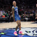 Aug 16, 2025; Minneapolis, Minnesota, USA; Minnesota Lynx guard Courtney Williams (10) and guard Natisha Hiedeman (2) celebrate their teams win against the New York Liberty after the game at Target Center. Mandatory Credit: Matt Krohn-Imagn Images
