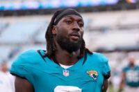 Sep 7, 2025; Jacksonville, Florida, USA;Jacksonville Jaguars linebacker Devin Lloyd (0) looks on after a game against the Carolina Panthers at EverBank Stadium. Mandatory Credit: Nathan Ray Seebeck-Imagn Images