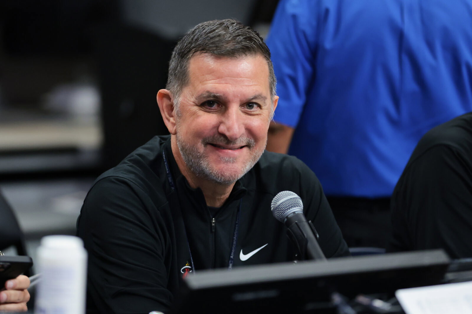 Oct 26, 2025; Miami, Florida, USA; Miami Heat public address announcer Michael Baiamonte is photographed after the game between the New York Knicks and the Miami Heat at Kaseya Center. Mandatory Credit: Sam Navarro-Imagn Images