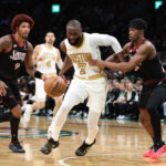 Mar 1, 2026; Boston, Massachusetts, USA; Boston Celtics forward Jaylen Brown (7) drives to the basket during the second half against the Philadelphia 76ers at TD Garden. Mandatory Credit: