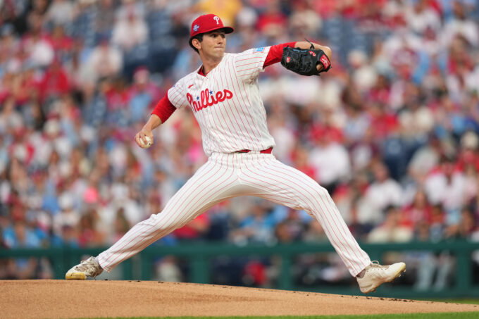 Mar 31, 2026; Philadelphia, Pennsylvania, USA; Philadelphia Phillies starting pitcher Andrew Painter (24) throws a pitch against the Washington Nationals in the first inning at Citizens Bank Park. Mandatory Credit: Kyle Ross-Imagn Images