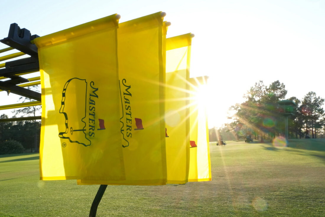 Apr 10, 2026; Augusta, Georgia, USA; Pin flags are collected after the second round of the Masters Tournament at Augusta National Golf Club. Mandatory Credit: Michael Madrid-Imagn Images