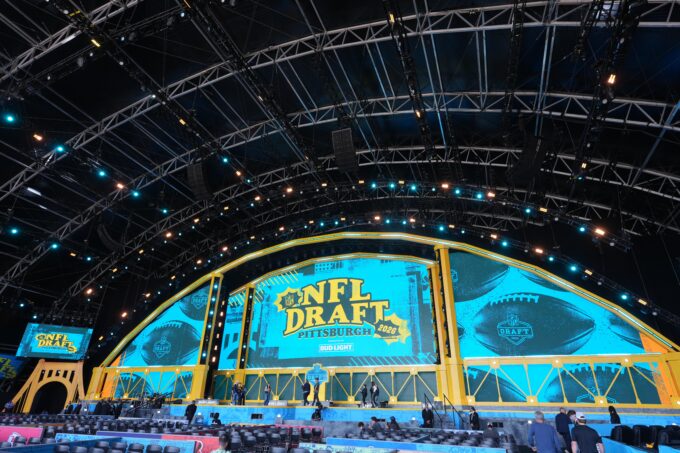 Apr 23, 2026; Pittsburgh, PA, USA; The 2026 NFL Draft Theater stage at Acrisure Stadium. Mandatory Credit: Kirby Lee-Imagn Images