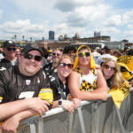 Apr 23, 2026; Pittsburgh, PA, USA; Fans watch during the 2026 NFL Draft at Acrisure Stadium. Mandatory Credit: Kirby Lee-Imagn Images