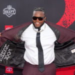 Apr 23, 2026; Pittsburgh, PA, USA; Ohio State Buckeyes defensive tackle Kayden McDonald poses on the red carpet before the 2026 NFL Draft at Point State Park.