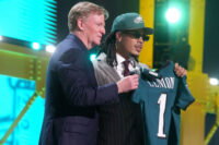 Apr 23, 2026; Pittsburgh, PA, USA; Southern California Trojans receiver Makai Lemon is selected by the Philadelphia Eagles as the number 20 pick during the 2026 NFL Draft at Acrisure Stadium. Mandatory Credit: Kirby Lee-Imagn Images