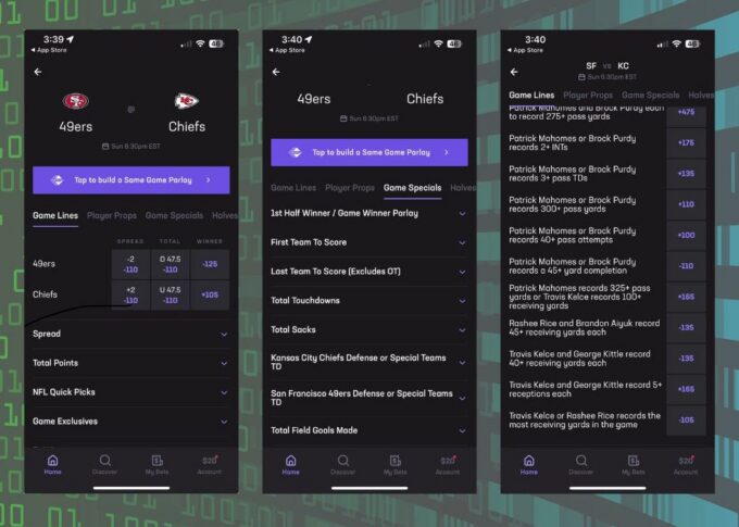 The Hard Rock Bet mobile app allows you to bet simply or as detailed as you wish.