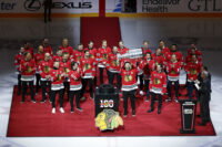 Jan 17, 2026; Chicago, Illinois, USA; Members of the 2010, 2013 and 2015 Chicago Blackhawks Stanley Cup Champions being honored before an NHL hockey game between the Chicago Blackhawks and Boston Bruins at United Center. Mandatory Credit: Kamil Krzaczynski-Imagn Images