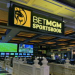 Feb 10, 2026; Las Vegas, NV, USA; Gambling odds are displayed at the BetMGM Sportsbook at the Mandalay Bay Resort and Casino. Mandatory Credit: Kirby Lee-Imagn Images