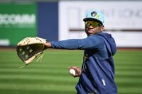 Milwaukee Brewers outfielder Luis Lara plays catch during spring training workouts Tuesday, February 17, 2026, at American Family Fields of Phoenix in Phoenix, Arizona. Dave Kallmann / USA TODAY NETWORK via Imagn Images