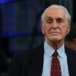Apr 1, 2026; Miami, Florida, USA; Miami Heat president Pat Riley looks on after the game against the Boston Celtics at Kaseya Center. Mandatory Credit: Sam Navarro-Imagn Images