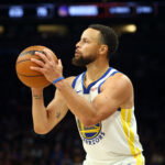 Apr 17, 2026; Phoenix, Arizona, USA; Golden State Warriors guard Stephen Curry (30) against the Phoenix Suns during the play-in rounds of the 2026 NBA Playoffs at Mortgage Matchup Center. Mandatory Credit: Mark J. Rebilas-Imagn Images