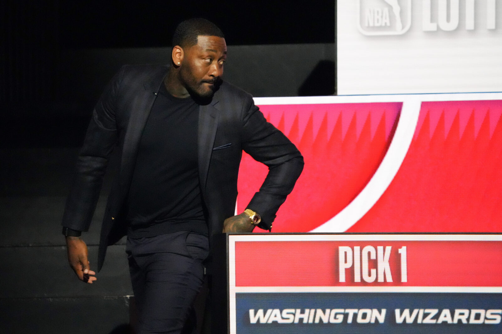 May 10, 2026; Chicago, IL, USA; Washington Wizard guard John Wall after winning the Wizards won the 2026 NBA Draft Lottery at Navy Pier. Mandatory Credit: David Banks-Imagn Images