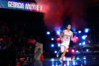 May 10, 2026; Washington, District of Columbia, USA; Washington Mystics guard Georgia Amoore (8) runs onto the court during player introductions prior to the Mystics' home opener against the New York Liberty at CareFirst Arena. Mandatory Credit: Geoff Burke-Imagn Images
