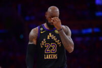 May 11, 2026; Los Angeles, California, USA; Los Angeles Lakers forward LeBron James (23) during the first half in game four of the second round of the 2026 NBA Playoffs at Crypto.com Arena. Mandatory Credit: Gary A. Vasquez-Imagn Images