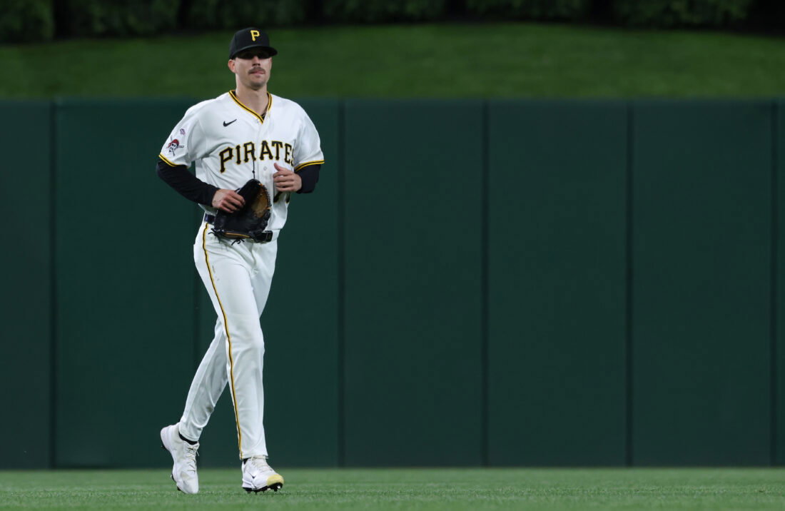 May 13, 2026; Pittsburgh, Pennsylvania, USA; Pittsburgh Pirates relief pitcher Brandan Bidois (77) jogs in from the bullpen to make his major league debut against the Colorado Rockies during the eighth inning at PNC Park. Mandatory Credit: Charles LeClaire-Imagn Images