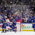 May 14, 2026; Buffalo, New York, USA; Buffalo Sabres left wing Jason Zucker (17) reacts after scoring a goal during the first period against the Montréal Canadiens in game five of the second round of the 2026 Stanley Cup Playoffs at KeyBank Center. Mandatory Credit: Timothy T. Ludwig-Imagn Images