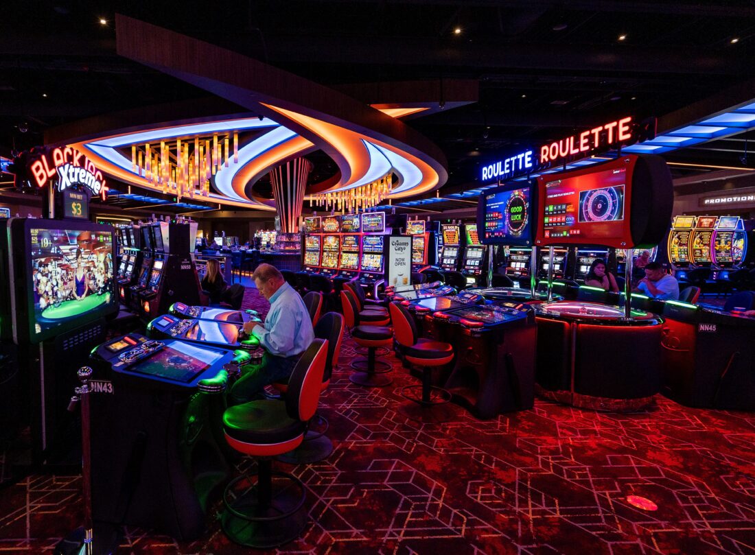 Slot machines and roulette tables